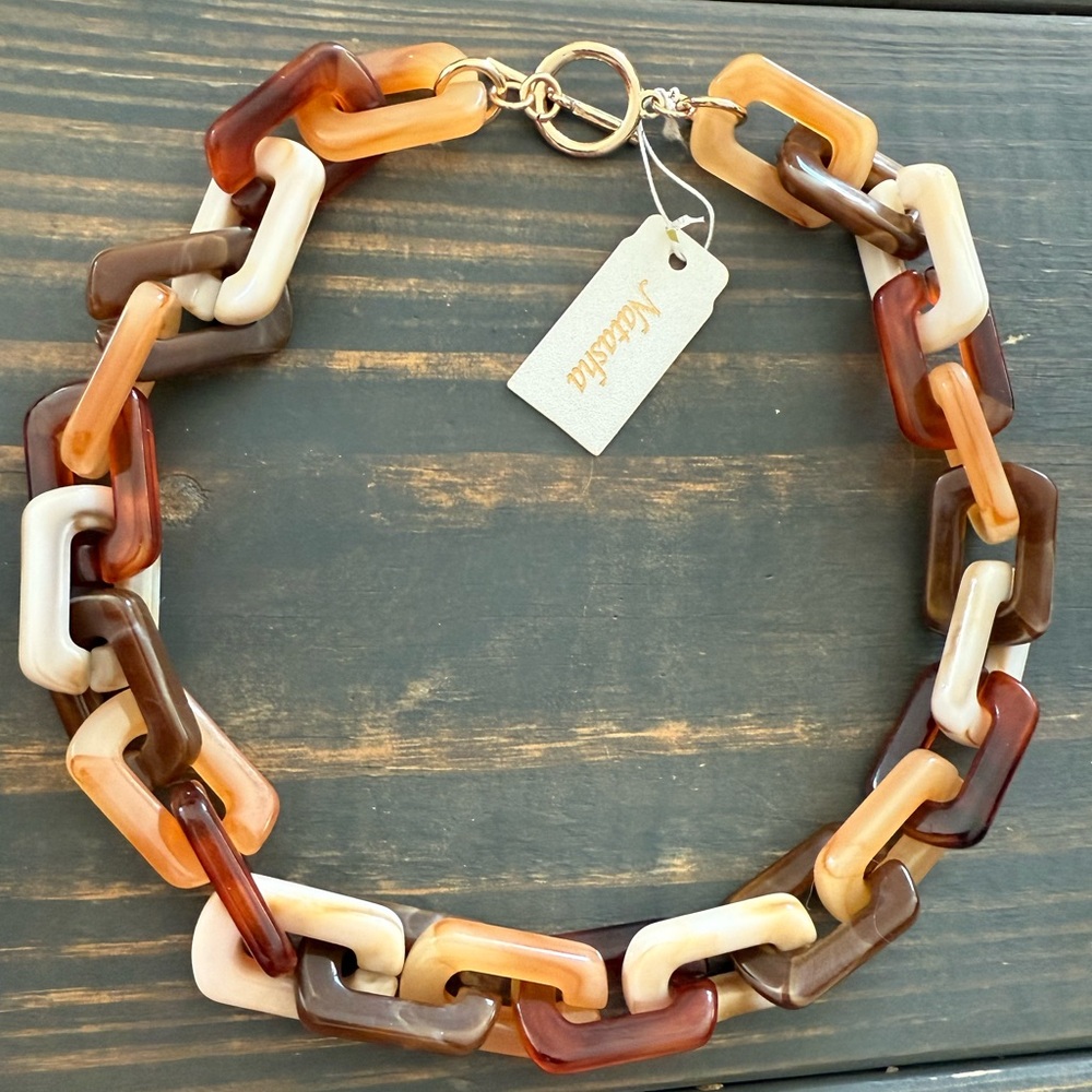 Brown and Cream Link Necklace